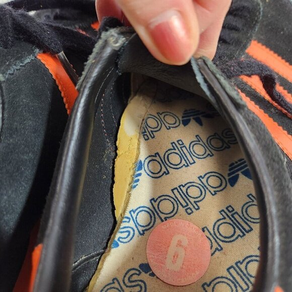 Adidas C-100 Sneaker Running Shoes Black Orange 1980 Canada Samoa RARE Size 6 - Picture 10 of 13